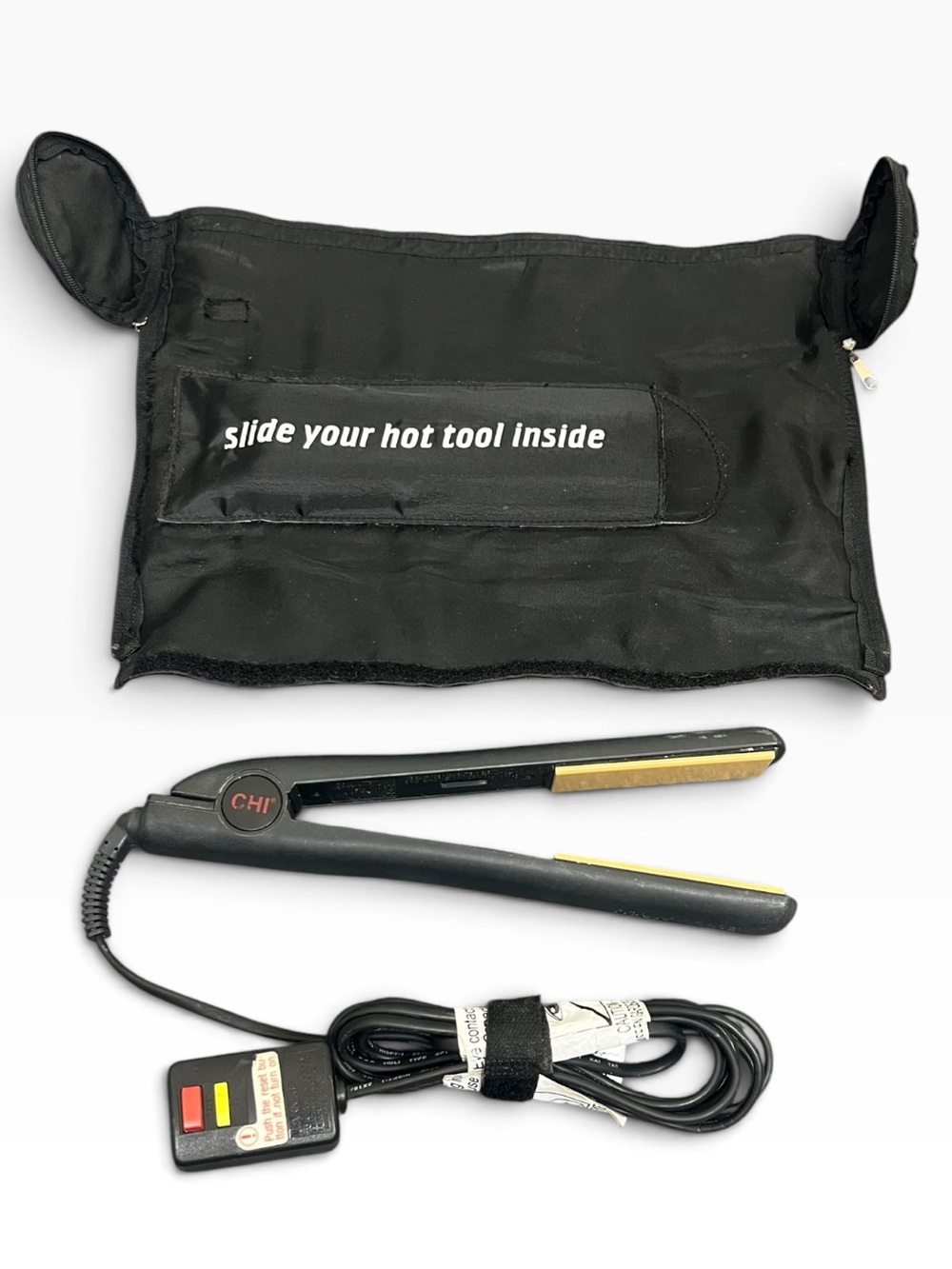CHI Black 1 Inch Flat Iron With Free Travel Case Size 1 Inch